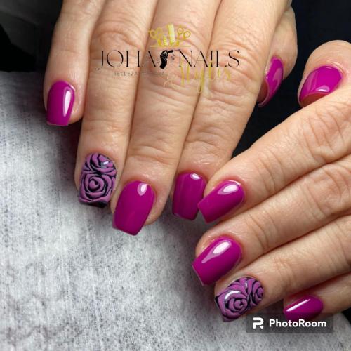 Esmaltado permanente con efecto sugar opaco de acrílico - Johannails.cl Uñas Peñaflor 
